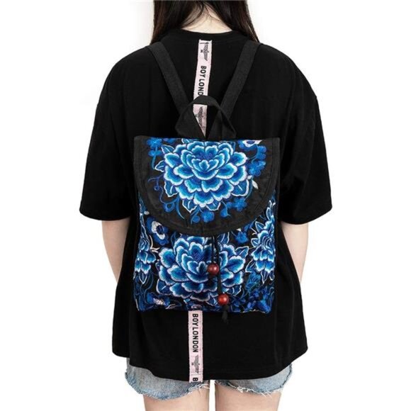 Vintage Embroidered Women Backpacks BohoBackpack Purse Ethnic Travel ShoulderBag - Picture 6 of 7